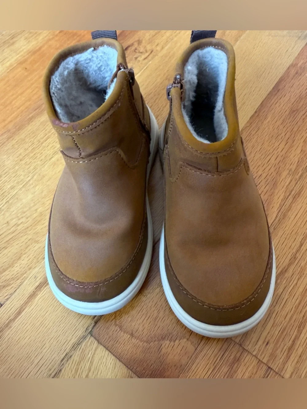 ZARA Unisex Toddler’s Brown Faux Fur Lined Zip Up Boots Size 6